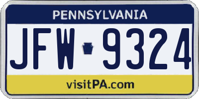 PA license plate JFW9324