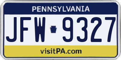 PA license plate JFW9327