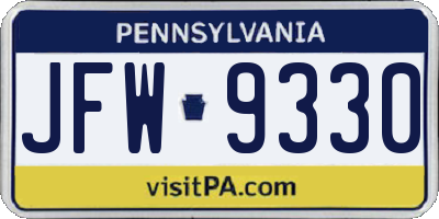 PA license plate JFW9330