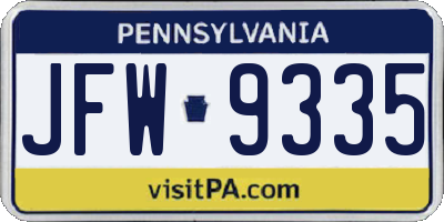 PA license plate JFW9335