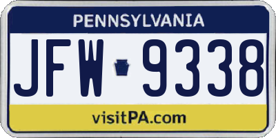 PA license plate JFW9338