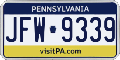 PA license plate JFW9339
