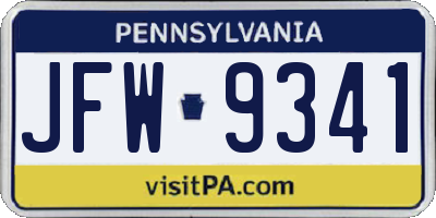PA license plate JFW9341