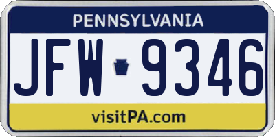 PA license plate JFW9346