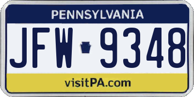 PA license plate JFW9348