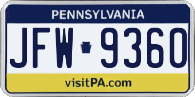 PA license plate JFW9360