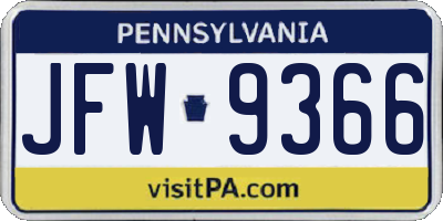 PA license plate JFW9366