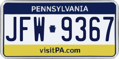 PA license plate JFW9367