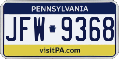 PA license plate JFW9368