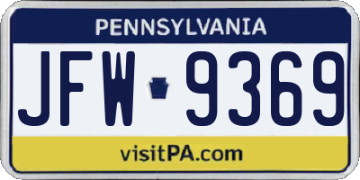 PA license plate JFW9369