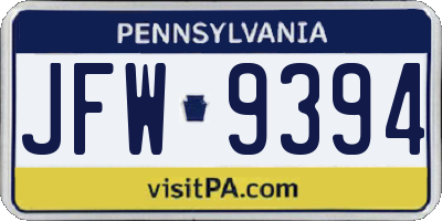 PA license plate JFW9394