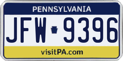 PA license plate JFW9396