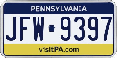 PA license plate JFW9397