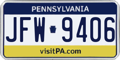 PA license plate JFW9406