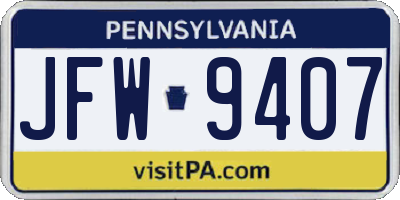 PA license plate JFW9407