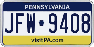 PA license plate JFW9408