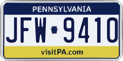 PA license plate JFW9410