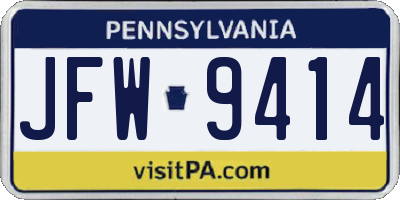 PA license plate JFW9414