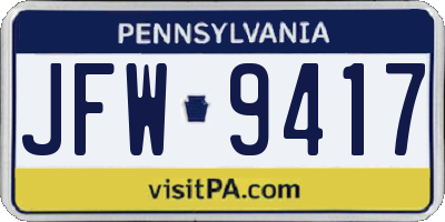 PA license plate JFW9417