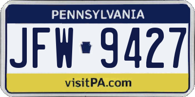 PA license plate JFW9427