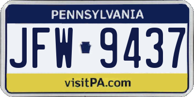 PA license plate JFW9437