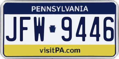 PA license plate JFW9446