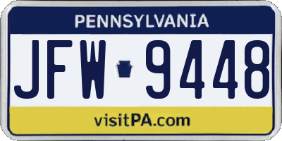 PA license plate JFW9448