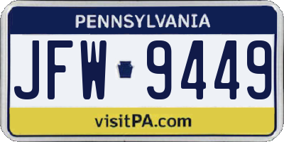 PA license plate JFW9449