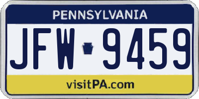 PA license plate JFW9459