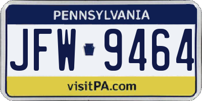 PA license plate JFW9464