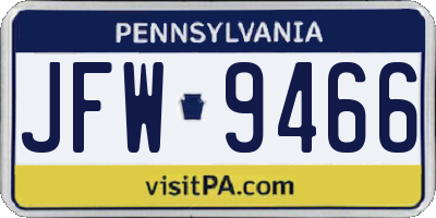 PA license plate JFW9466