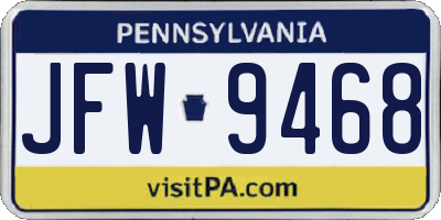 PA license plate JFW9468