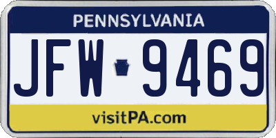 PA license plate JFW9469