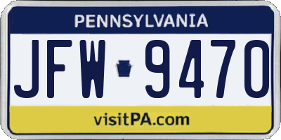 PA license plate JFW9470