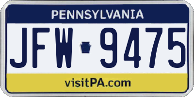 PA license plate JFW9475