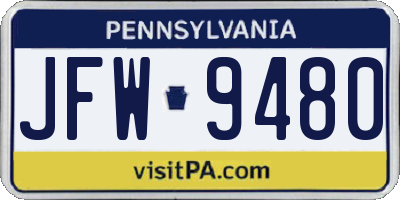 PA license plate JFW9480