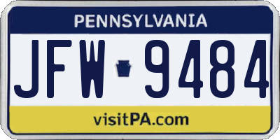 PA license plate JFW9484