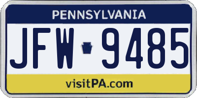 PA license plate JFW9485