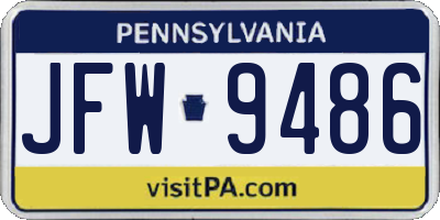 PA license plate JFW9486