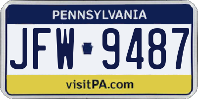 PA license plate JFW9487
