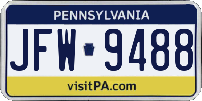 PA license plate JFW9488