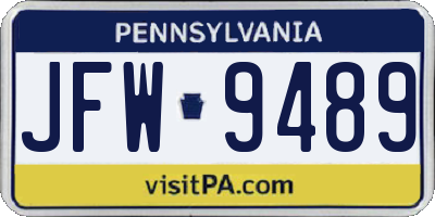 PA license plate JFW9489