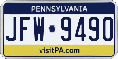 PA license plate JFW9490