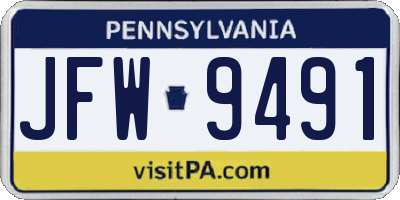 PA license plate JFW9491