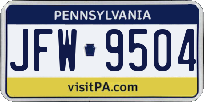 PA license plate JFW9504