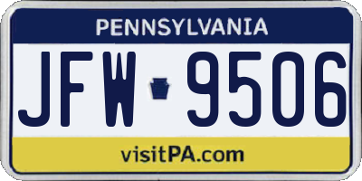 PA license plate JFW9506