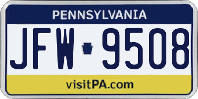 PA license plate JFW9508