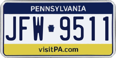 PA license plate JFW9511