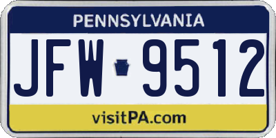 PA license plate JFW9512