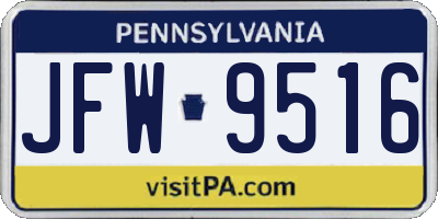 PA license plate JFW9516